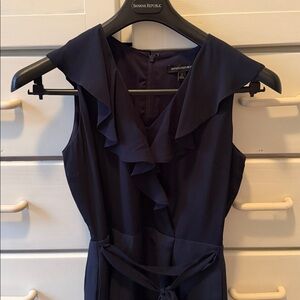 Banana Republic Navy Ruffle Jumpsuit